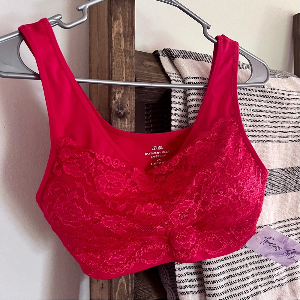 NWT Women’s Zenana Stretchy Sexy Lace Bralette w/ Removable Pads Size L/XL